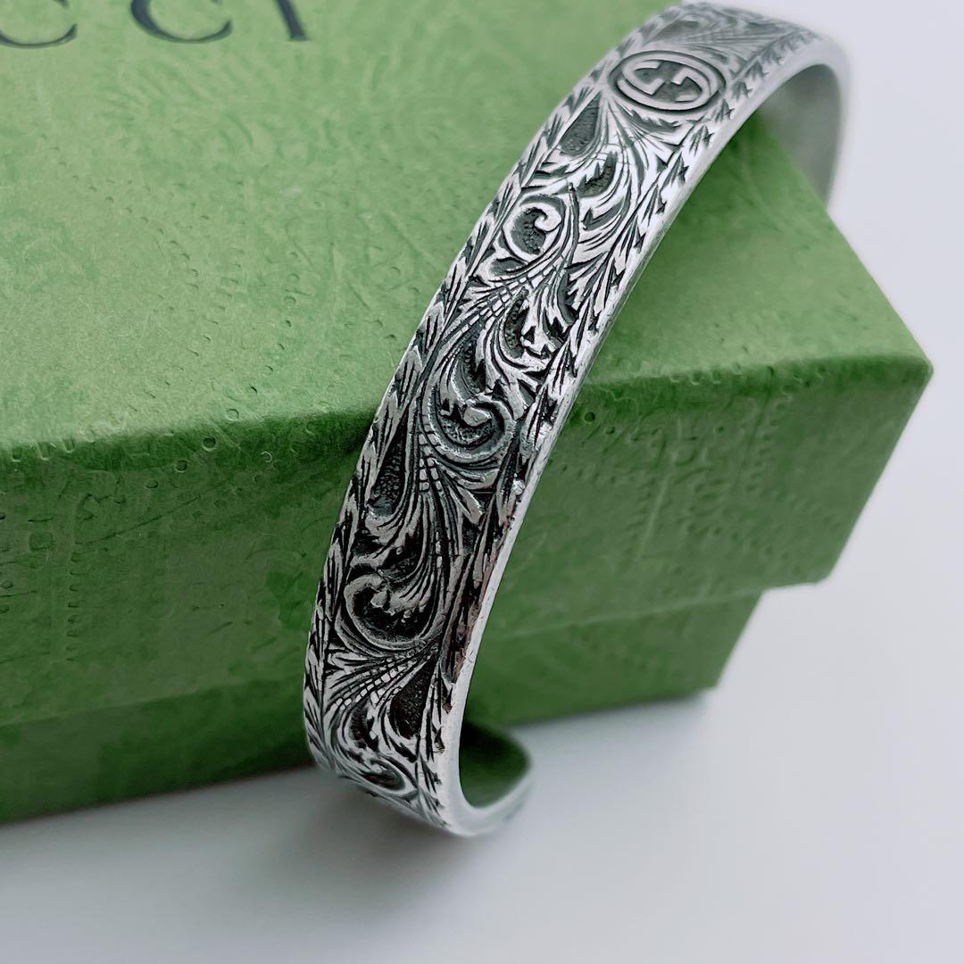 GUCCI バングル　アラベスク　キャット　ブレスレット　シルバー