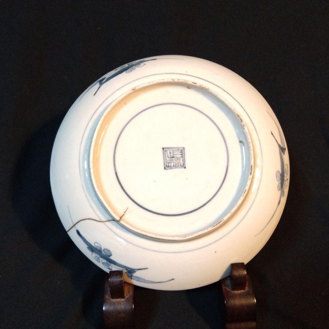 古伊万里染付鹿紅葉文皿