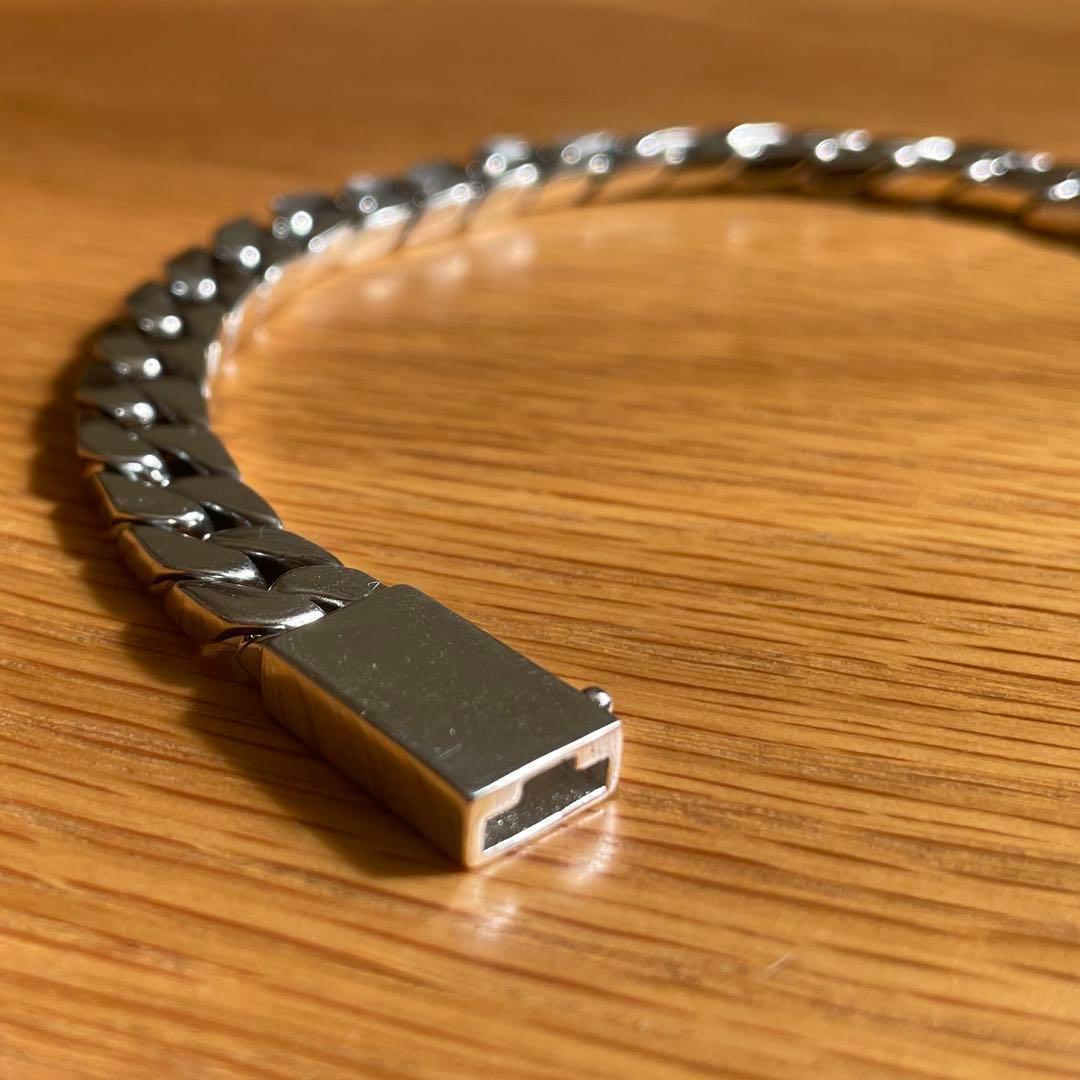 シルバー925鑑定済 喜平チェーンブレスレット キューバン8mm×20cm