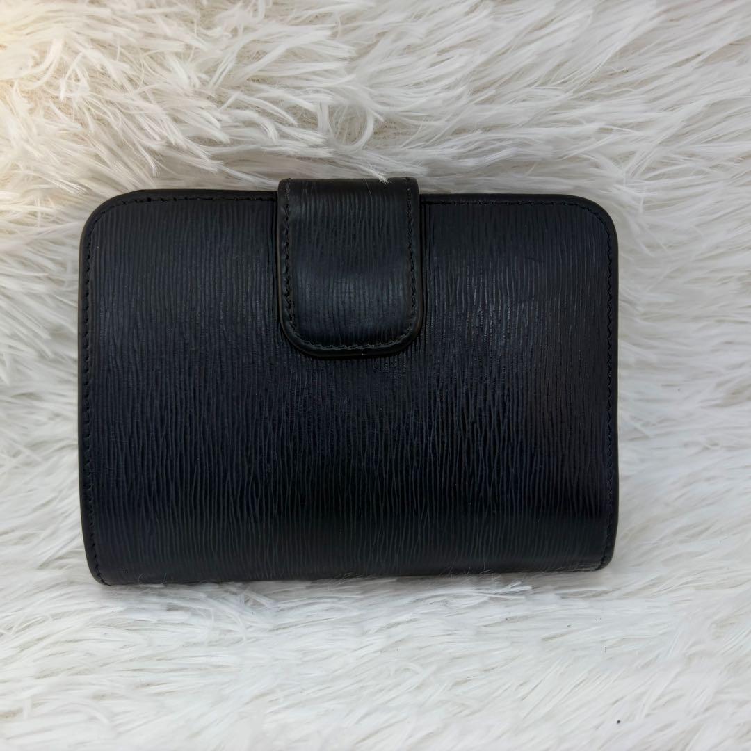 RFID搭載/美品✨プラダ　二つ折り　L字 金ロゴ　ヴィッテロ レザー　黒