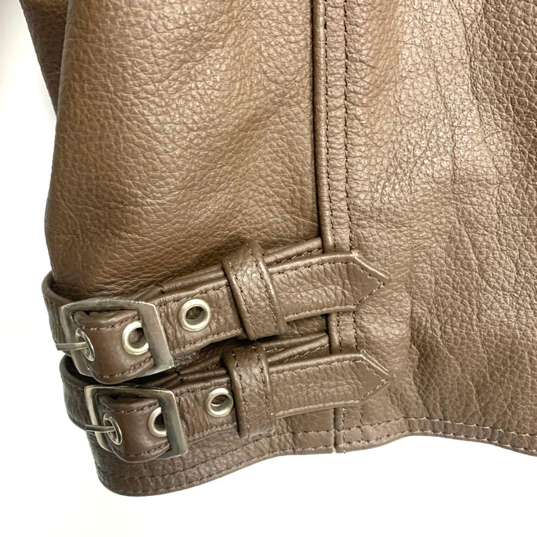 美品！フリーダム革ジャン バッファローレザー シングルライダース ジャケットLL