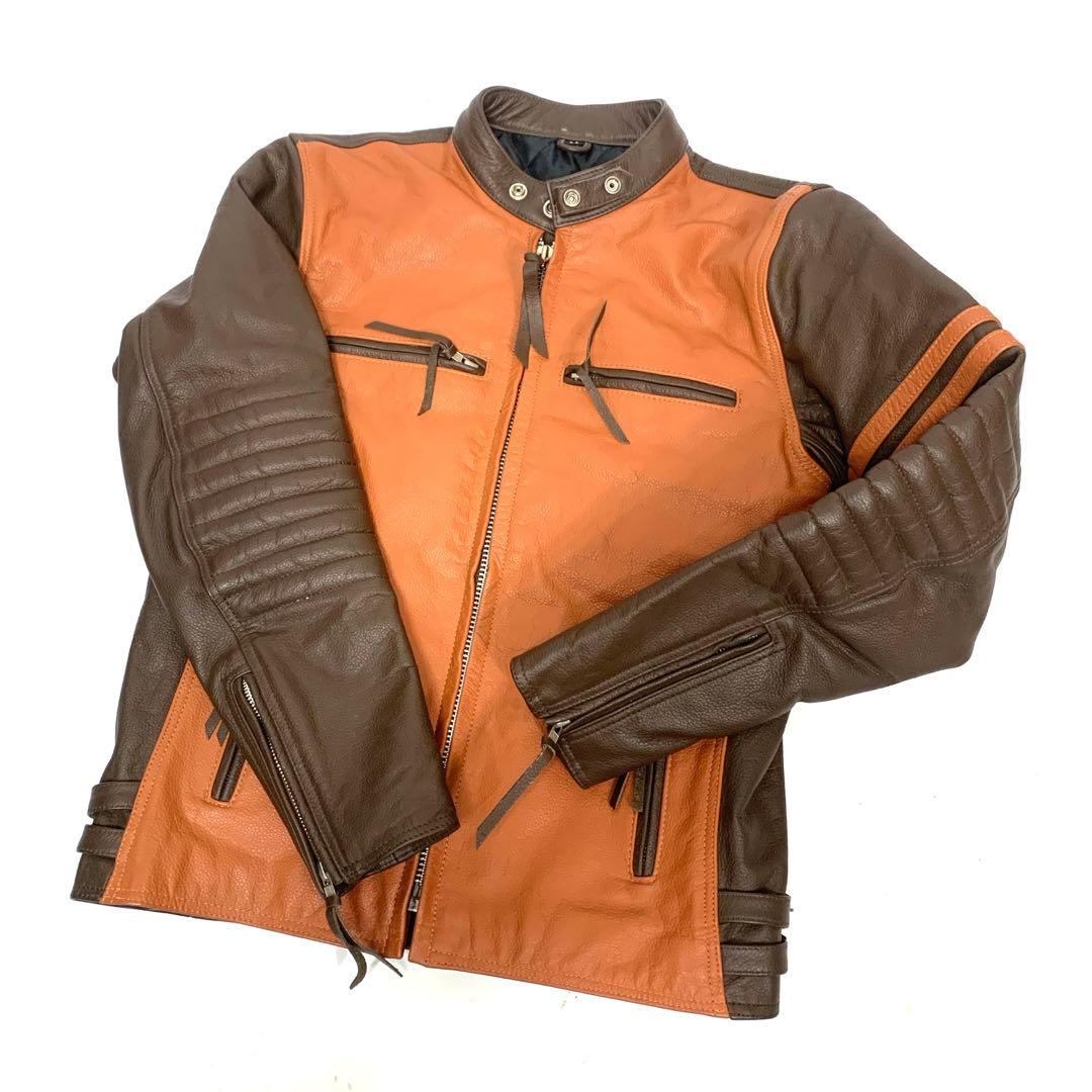 美品！フリーダム革ジャン バッファローレザー シングルライダース ジャケットLL