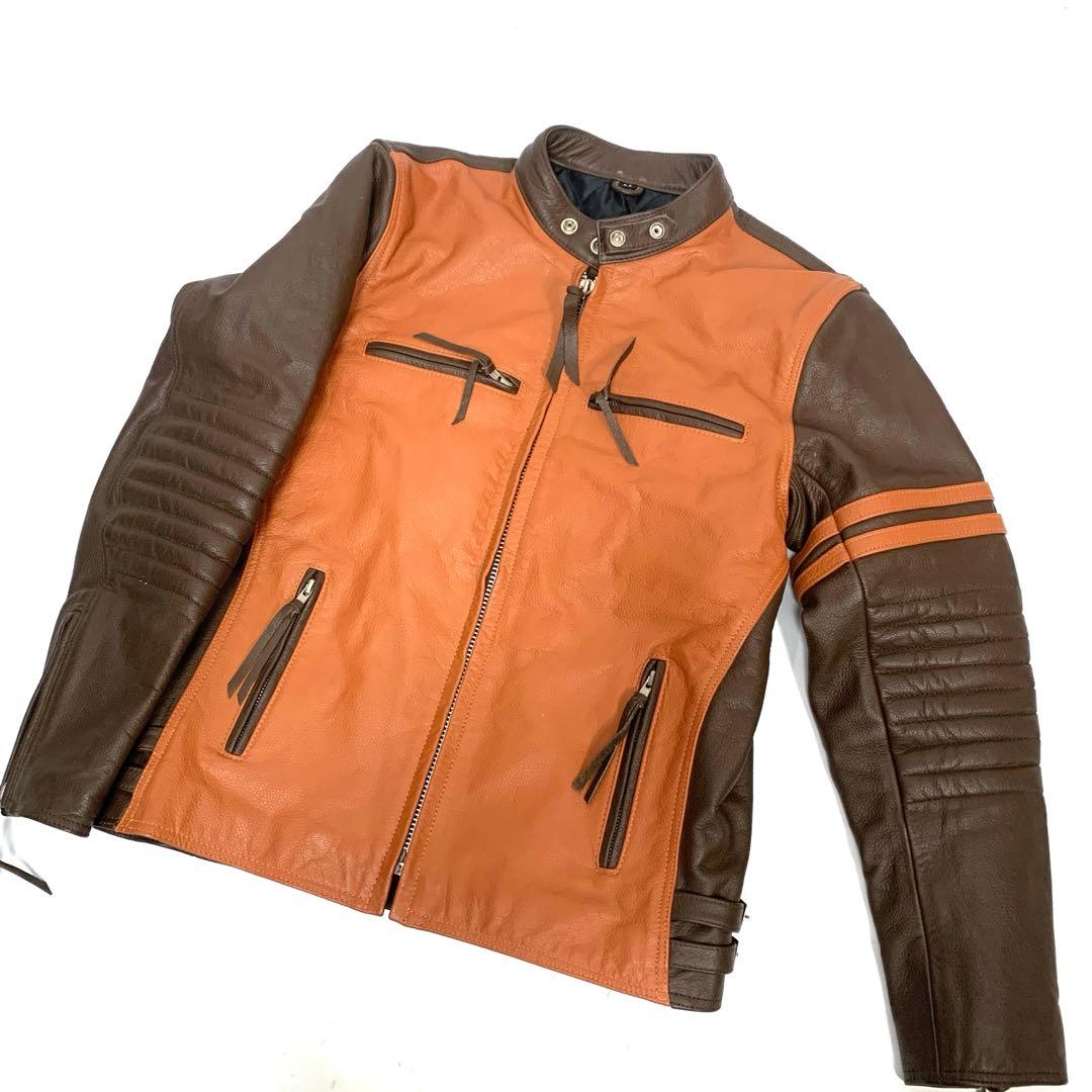 美品！フリーダム革ジャン バッファローレザー シングルライダース ジャケットLL