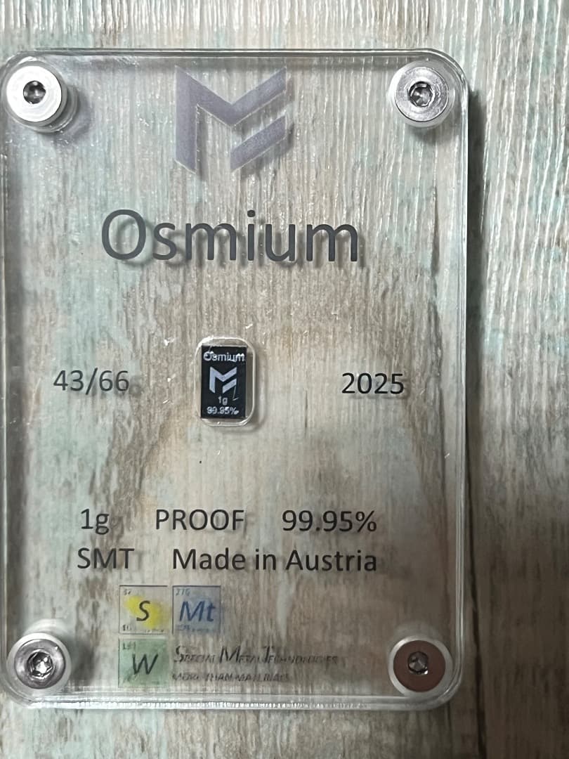 43/66 原子番号76 Os オスミウム 1g 99.95% Osmium