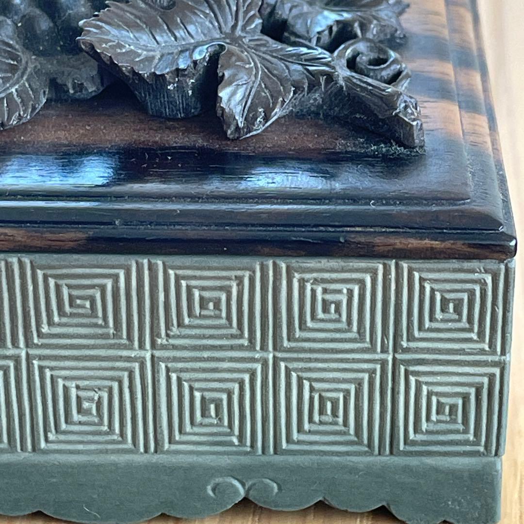 《骨董》細工の綺麗な 丹渓石　小箱★入れ物★黒柿★桐箱付 唐物 骨董