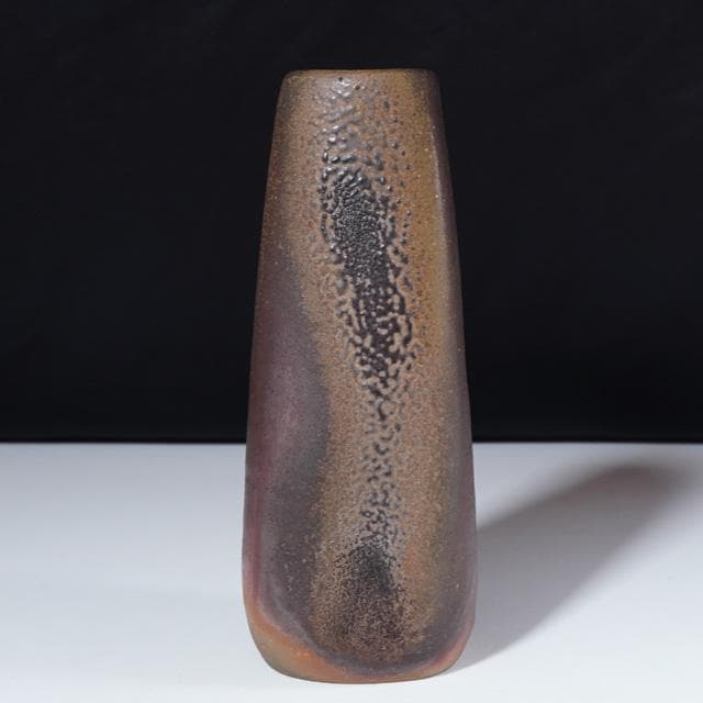 山本雄一　備前三方花入　共箱　茶道具　花器　花瓶　山本陶秀子息