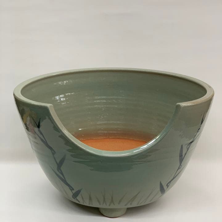 【紅鉢】西尾香舟　青磁　葦の絵