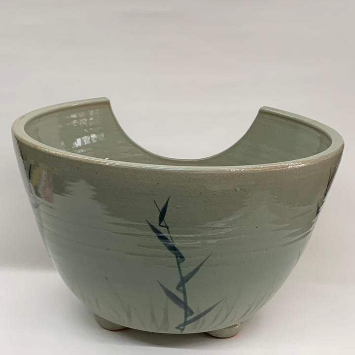 【紅鉢】西尾香舟　青磁　葦の絵