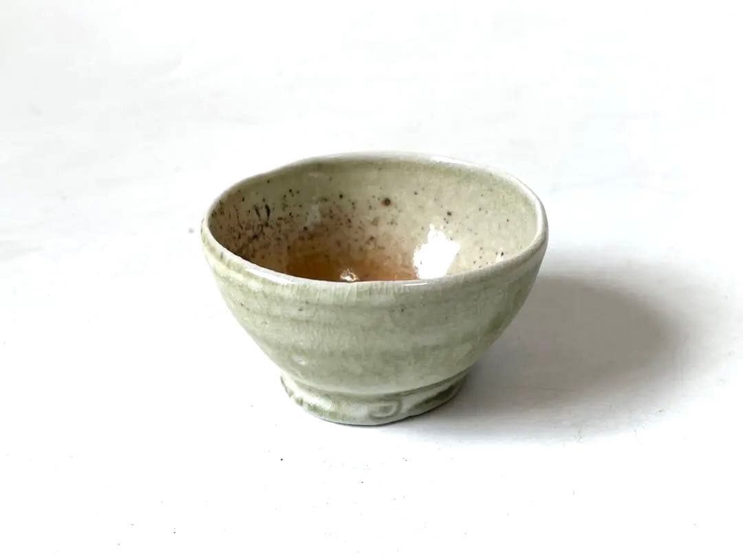 陶芸家　作家物　鯉江良二　ぐい呑　酒器　酒盃　緑釉　共箱