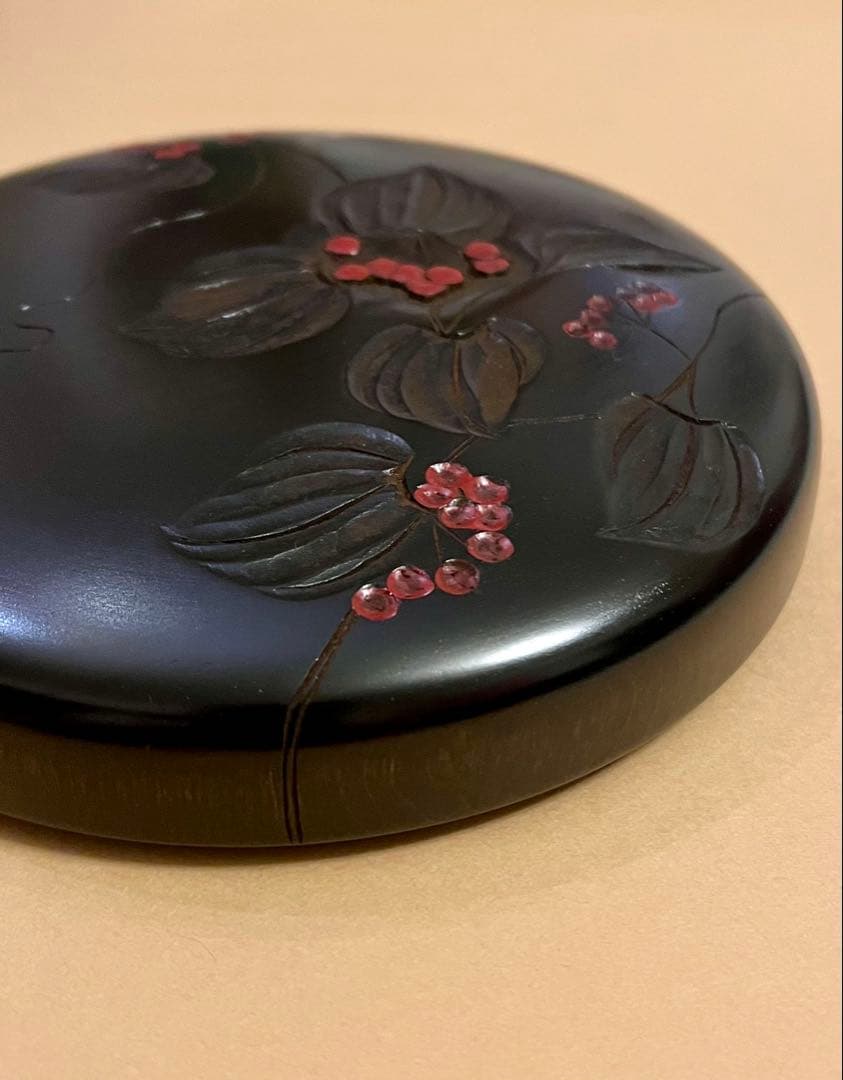 川添日記　重箱　草木彫　漆器