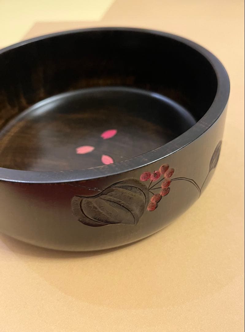 川添日記　重箱　草木彫　漆器