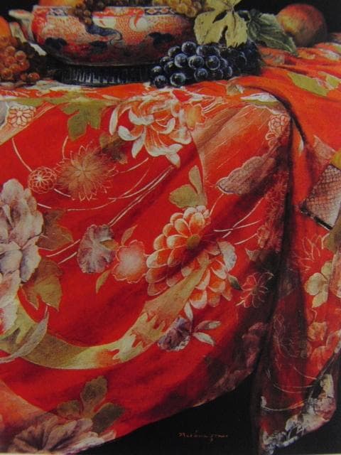 額賀加津己　「古布上の静物」、希少画集より、状態良好、新品高級額装付
