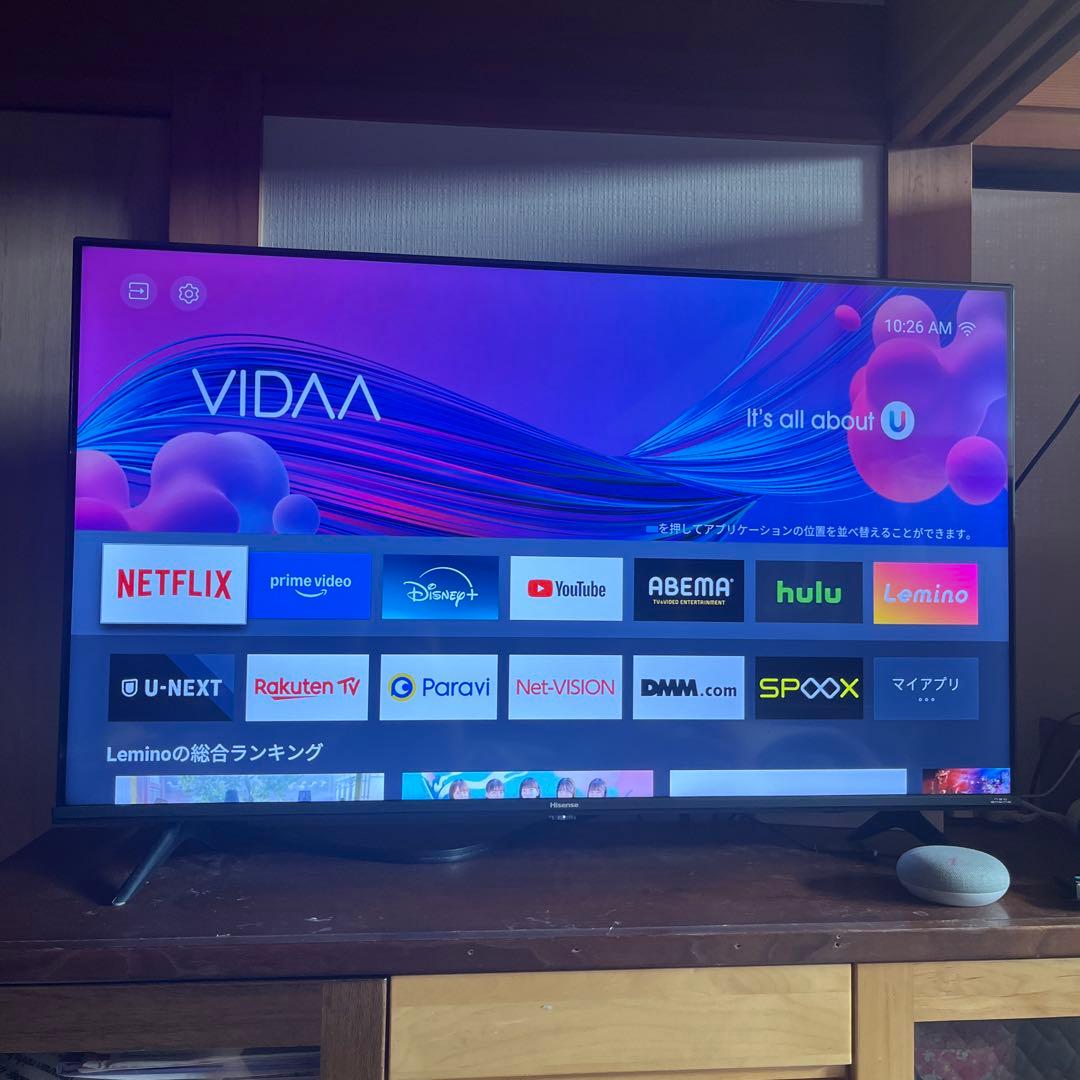 Hisense 43インチ4Kテレビ　2022年　Youtube netflix
