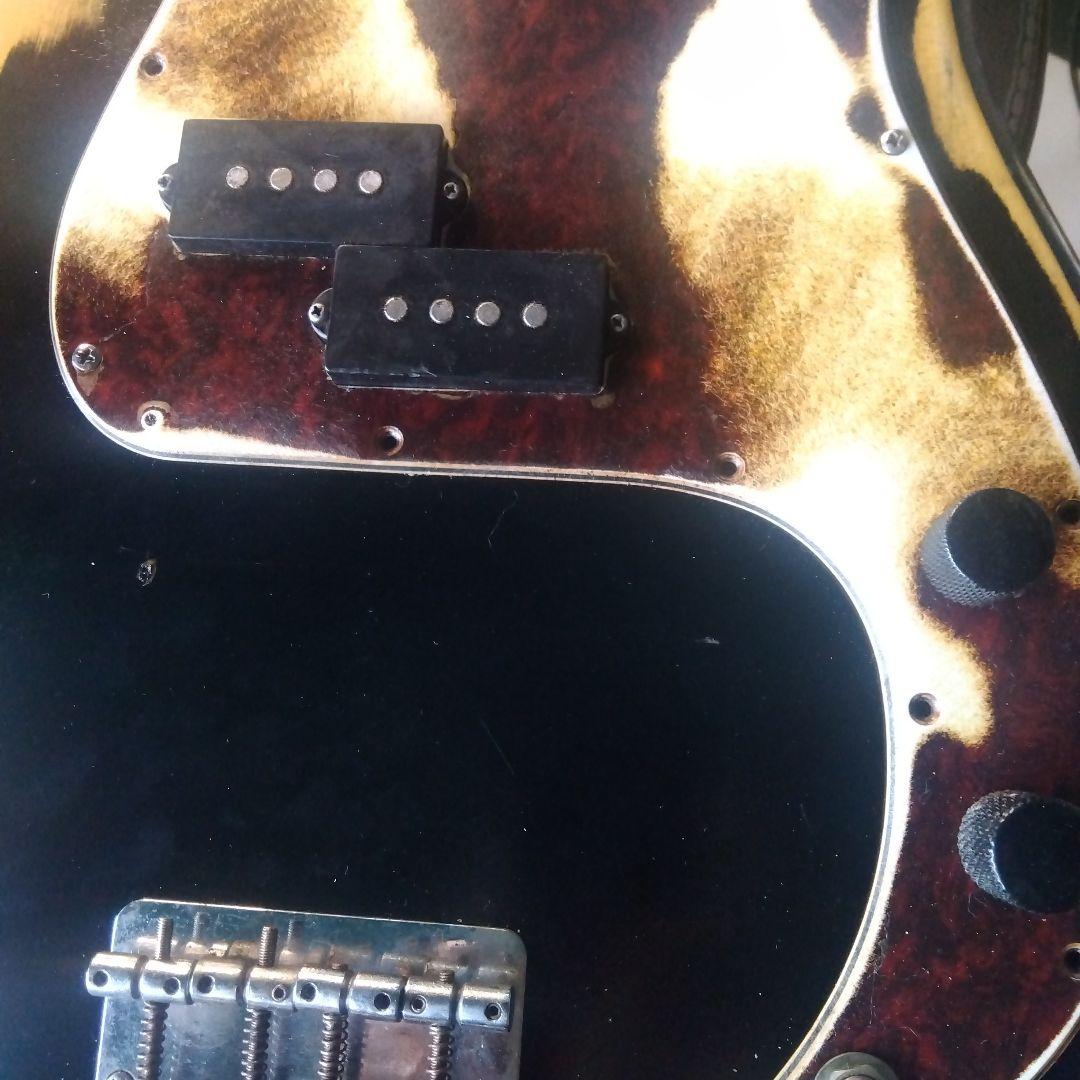 あ*ら様 カスタムエレキベース ブラック/ブラウン！ジャンク…