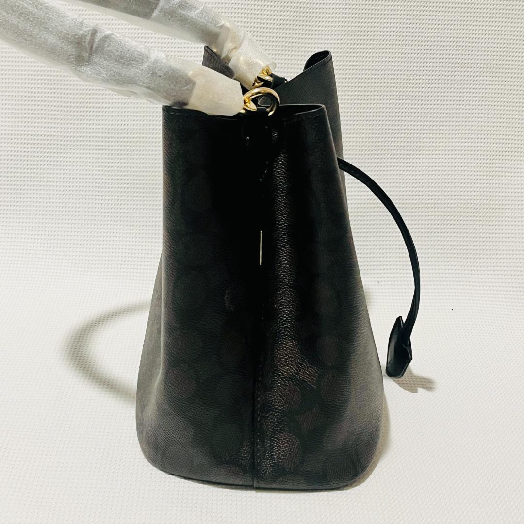 COACHコーチ シグネチャー ローアン バケット バッグ ブラウン キャンバス