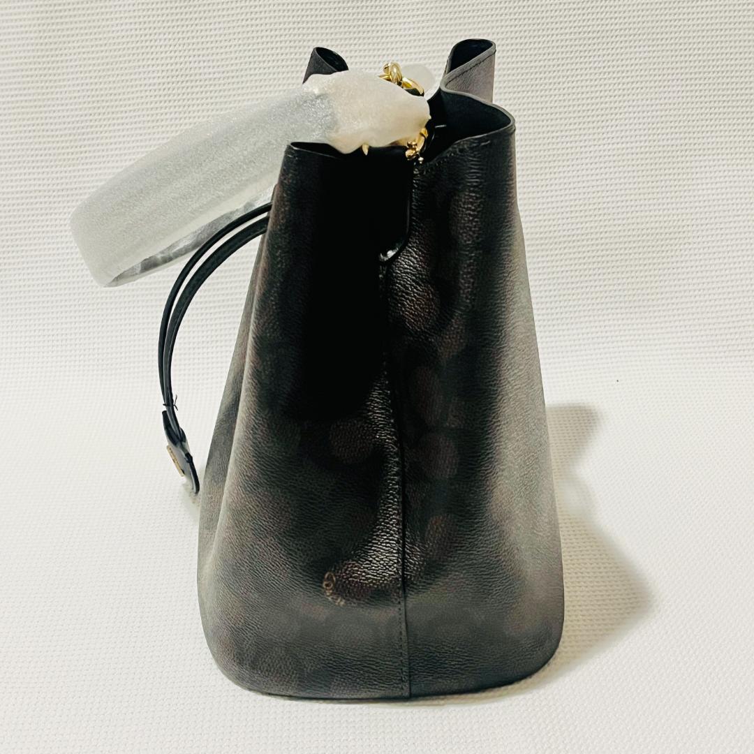 COACHコーチ シグネチャー ローアン バケット バッグ ブラウン キャンバス