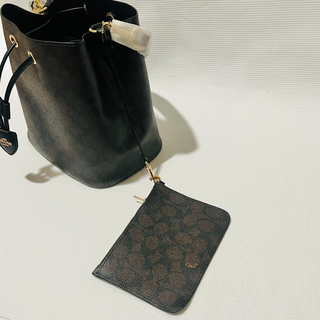 COACHコーチ シグネチャー ローアン バケット バッグ ブラウン キャンバス