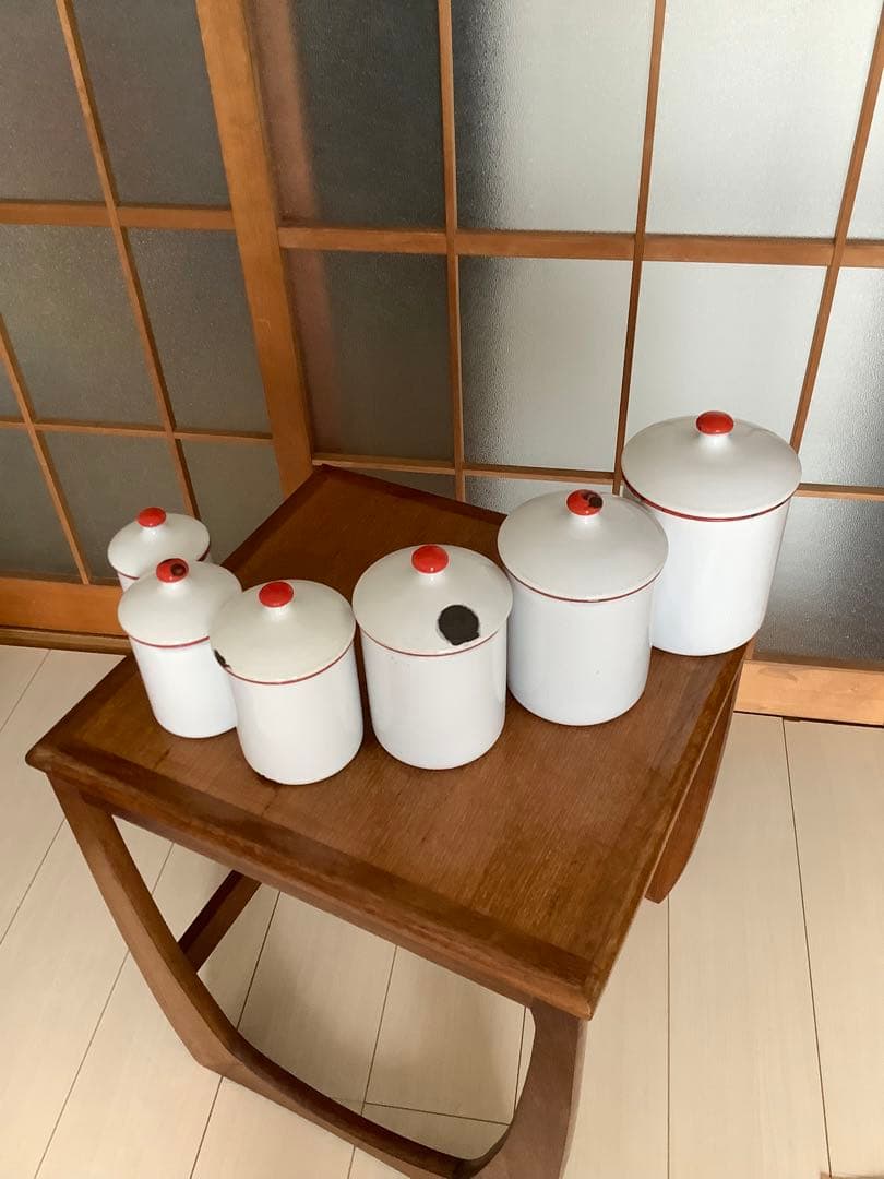 ベルギー　アンティーク　ホーロー　キャニスターセット　①