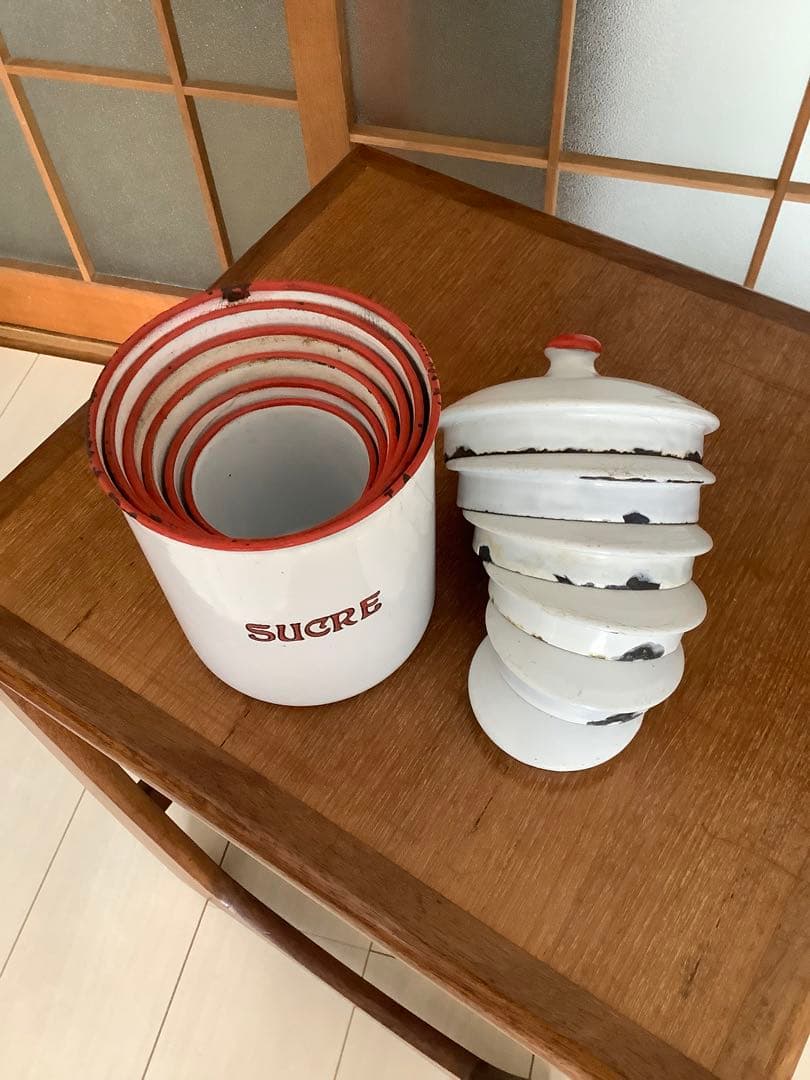 ベルギー　アンティーク　ホーロー　キャニスターセット　①