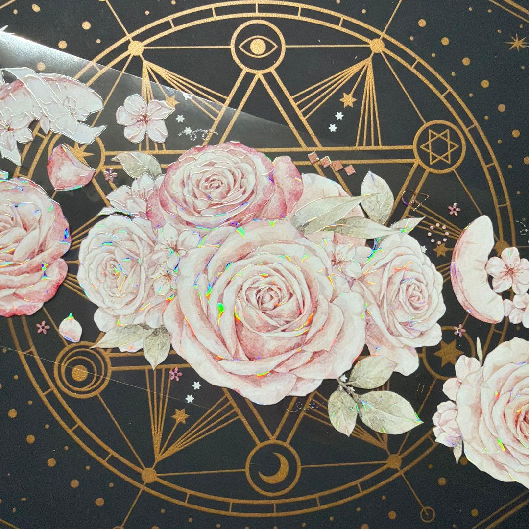 【8950】海外　マステ　中古巻　貝殻光マスキングテープ　お花系　ピンク