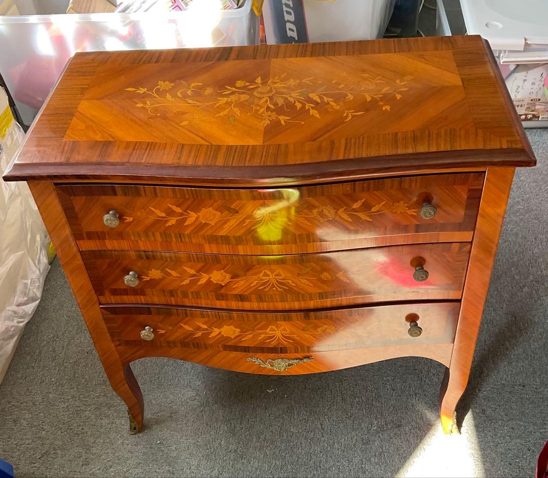 木製装飾チェスト 3段　猫脚　イタリア