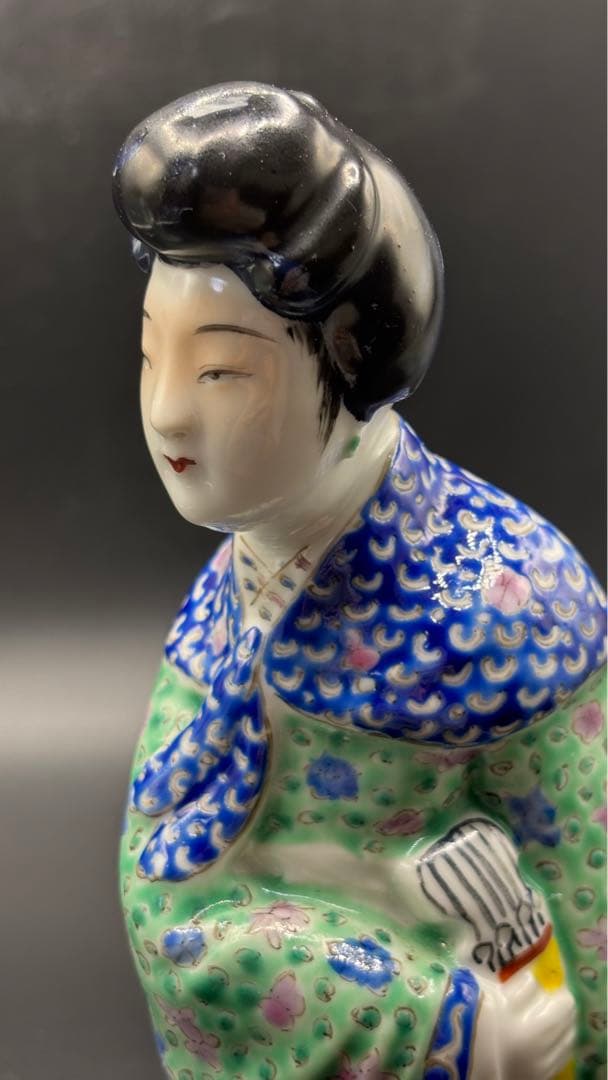 中国美術 古玩 色絵陶人形 陶器人形 高さ約26cm 置物 オブジェ 古董品