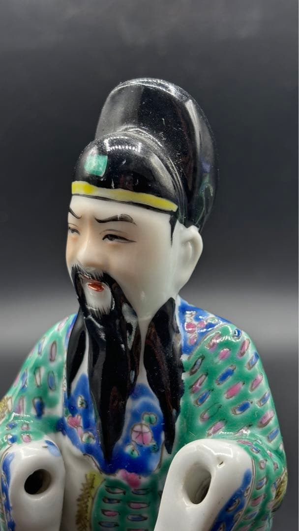 中国美術 古玩 色絵陶人形 陶器人形 高さ約26cm 置物 オブジェ 古董品