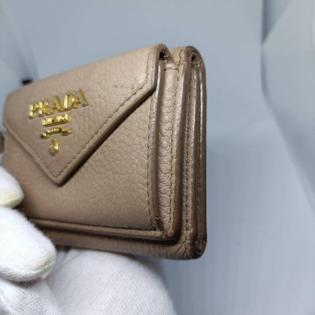 プラダ三つ折り財布 PRADA折財布ベージュ