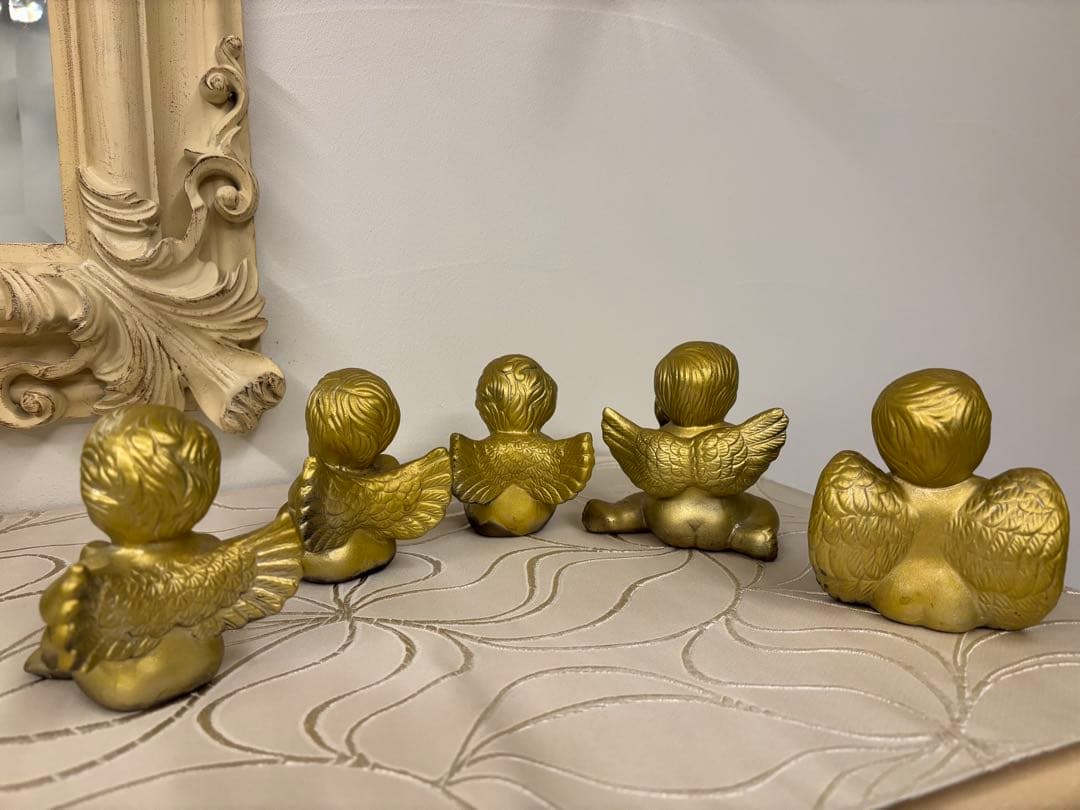 ゴールドの天使の置物 5体セット