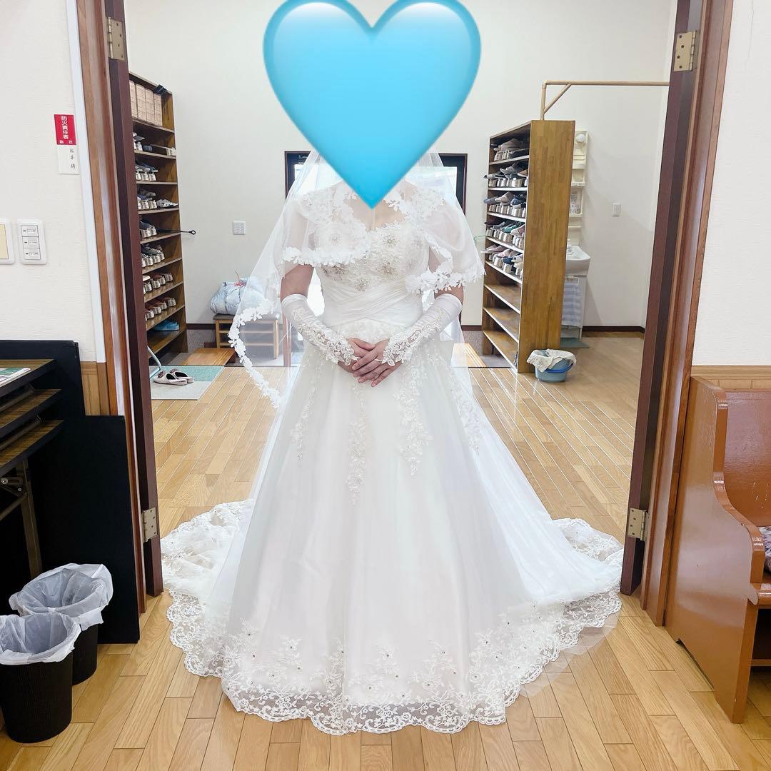 ウェディングドレス　大きいサイズ　M、L、XLの方向け　ホワイト　結婚式　新婦