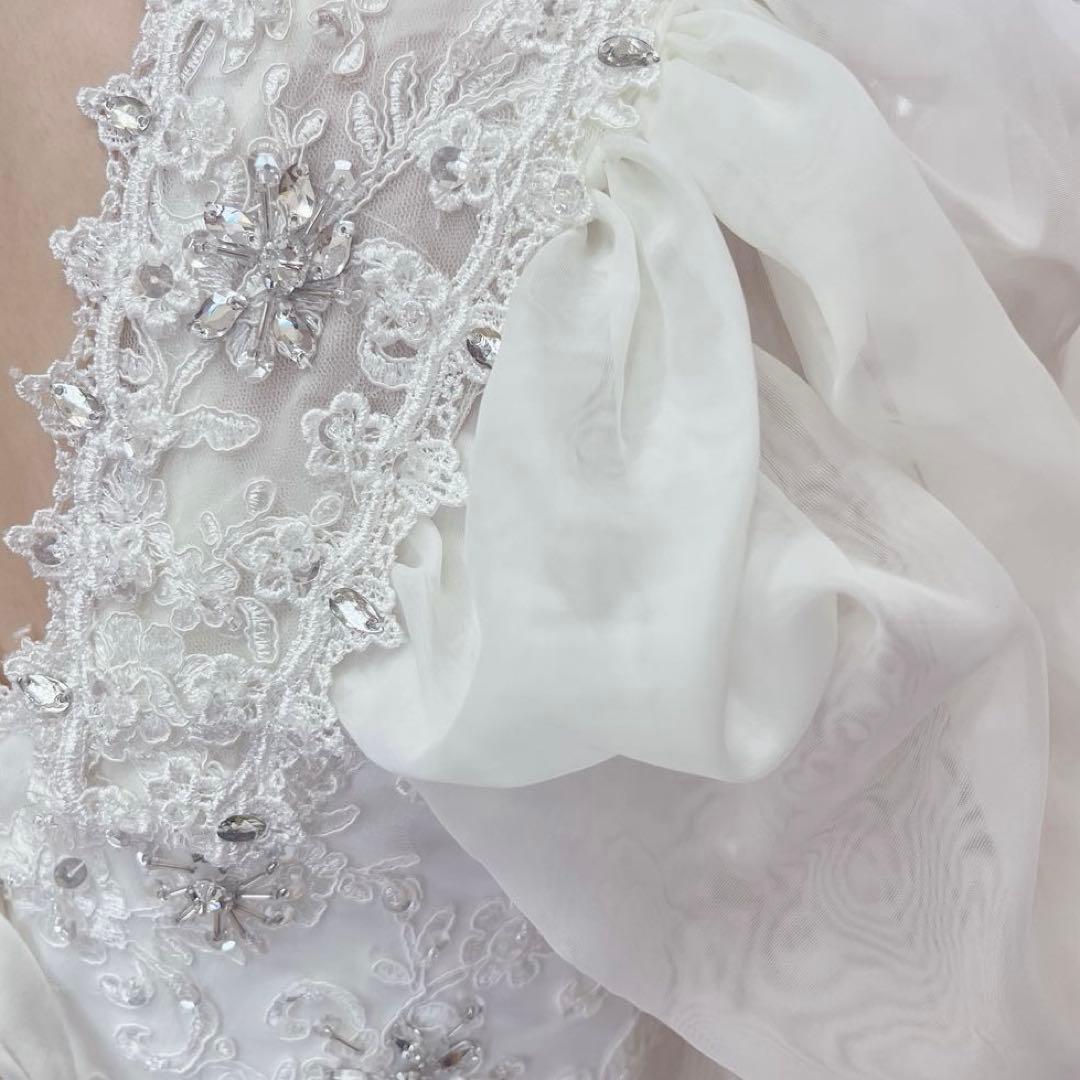 ウェディングドレス　大きいサイズ　M、L、XLの方向け　ホワイト　結婚式　新婦