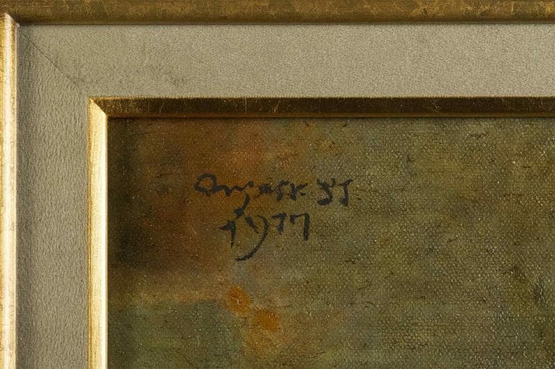 岸田劉生　油彩　肉筆『湯呑と茶碗と林檎』表サイン　鑑定書　F6号　額装　b805