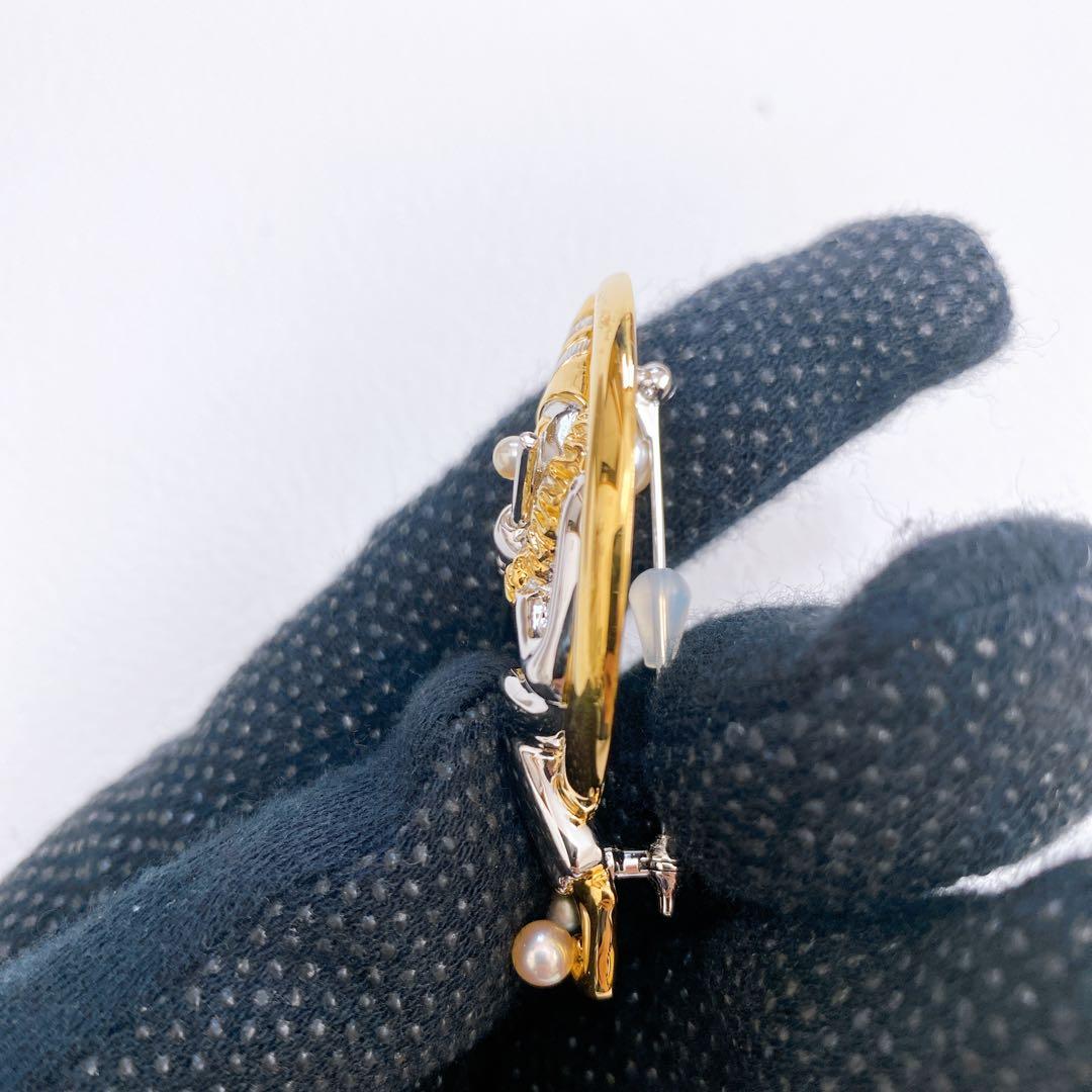 【極美品】ミキモト ブローチ ピエロ 三日月 真珠パール シルバーゴールド