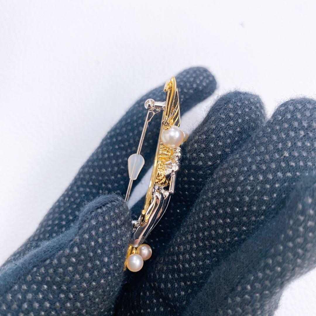 【極美品】ミキモト ブローチ ピエロ 三日月 真珠パール シルバーゴールド