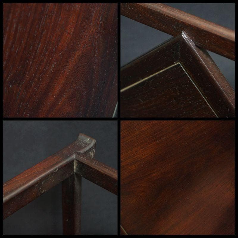 茶道具 老唐木紫檀 高台花台 飾台 香炉台 盆栽台高36.5cm/ 華道具時代物