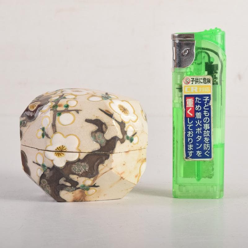 茶道具　山崎窯　浅野紫仙造　乾山写　紅白梅図　香合　共布共箱　V　8302