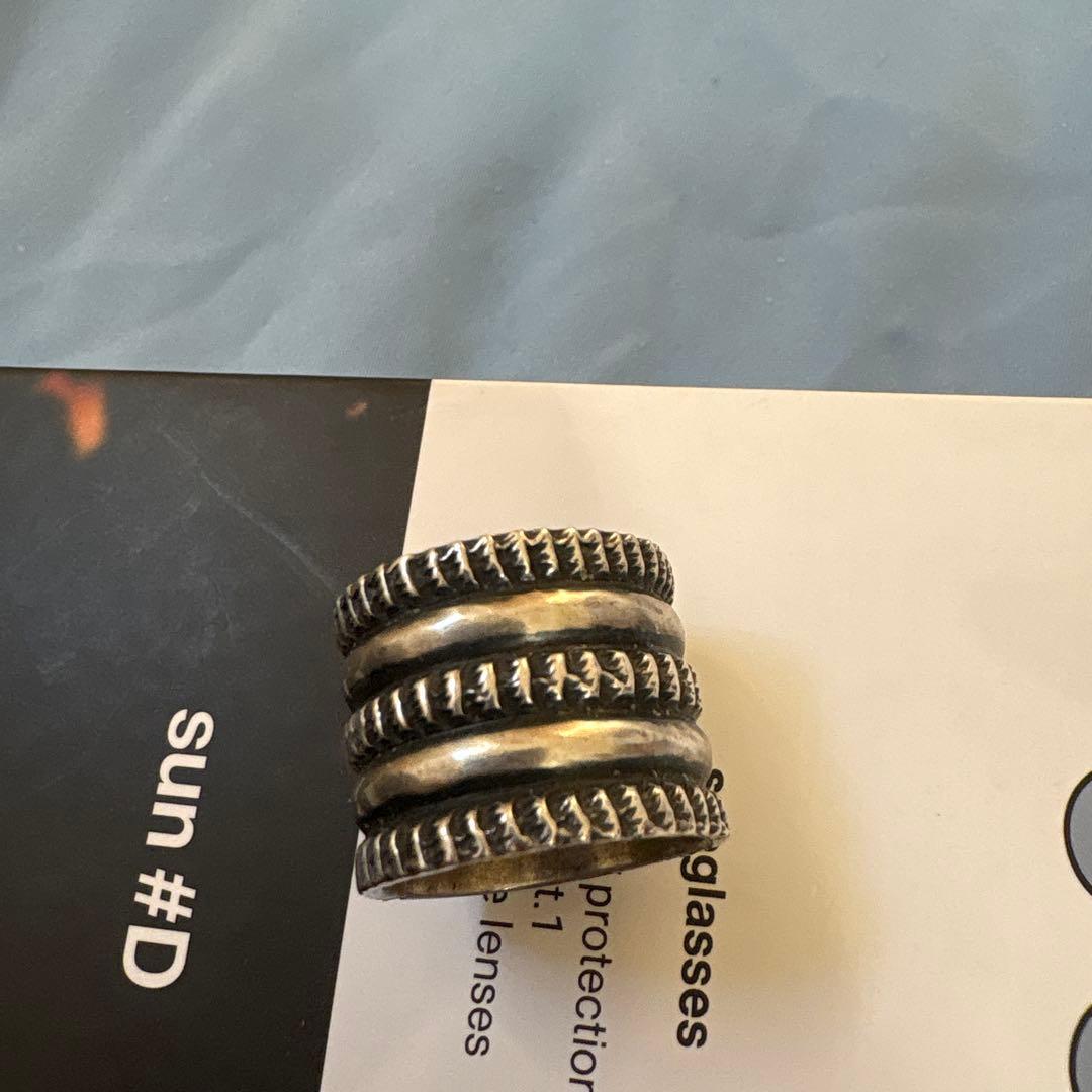 即日配送！値下げ！Navajo 3連チゼルワーク リング 21号