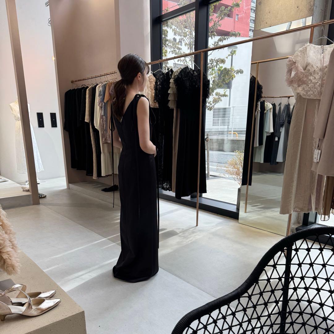 kaene サテンリボンドレス ブラックドレス 二次会ドレス