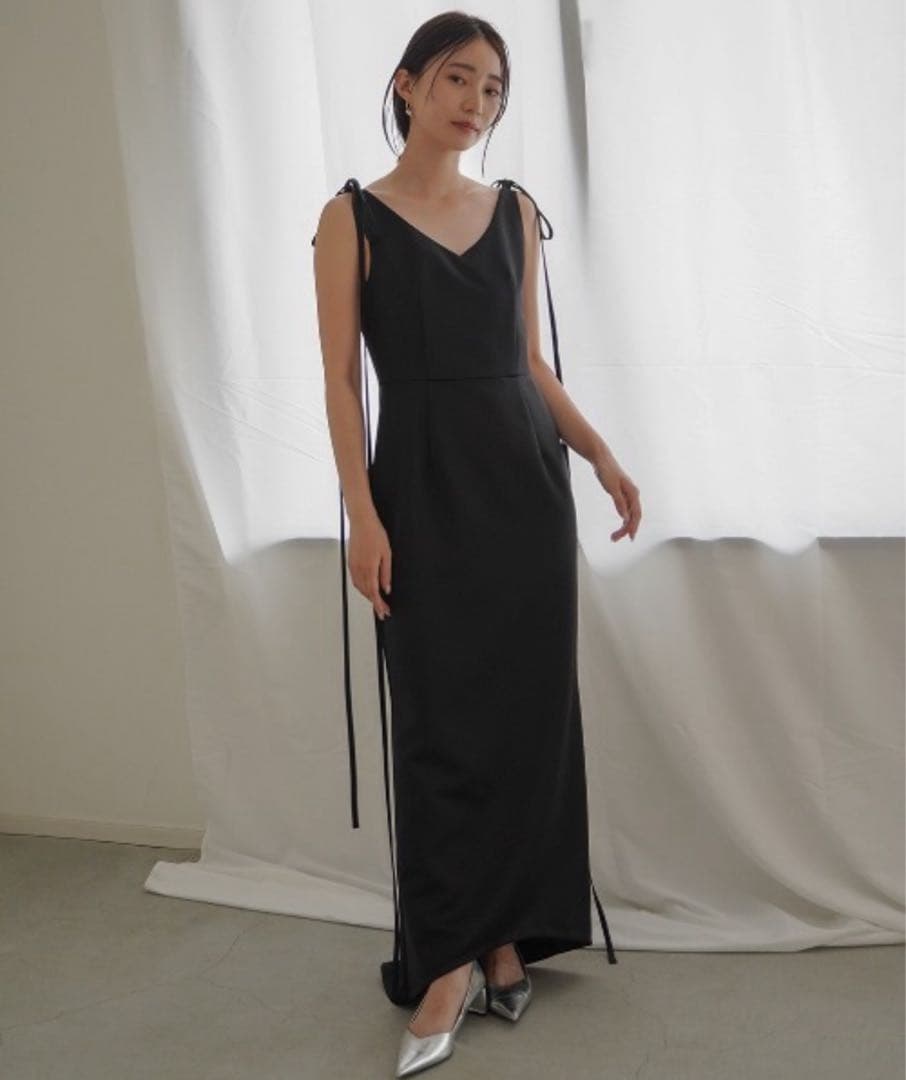 kaene サテンリボンドレス ブラックドレス 二次会ドレス