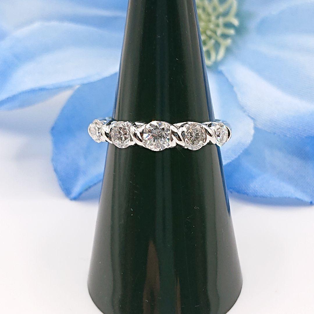 はる様1カラットUP 5粒 ツイスト天然ダイヤモンドリング エタニティPt900