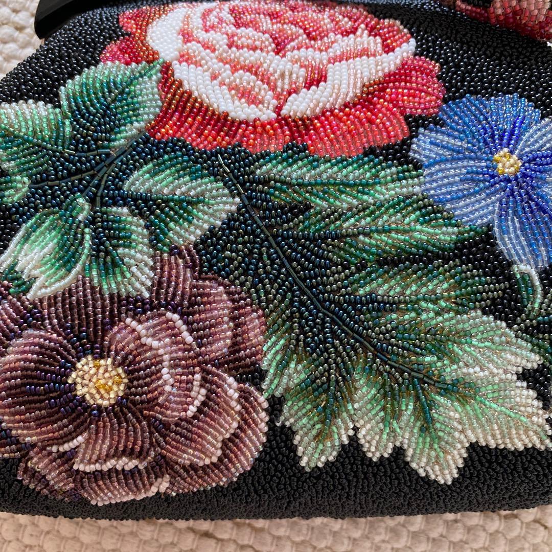 総ビーズ　ハンドバッグ　アンティーク　ヴィンテージ　昭和40年代　レトロ　和装