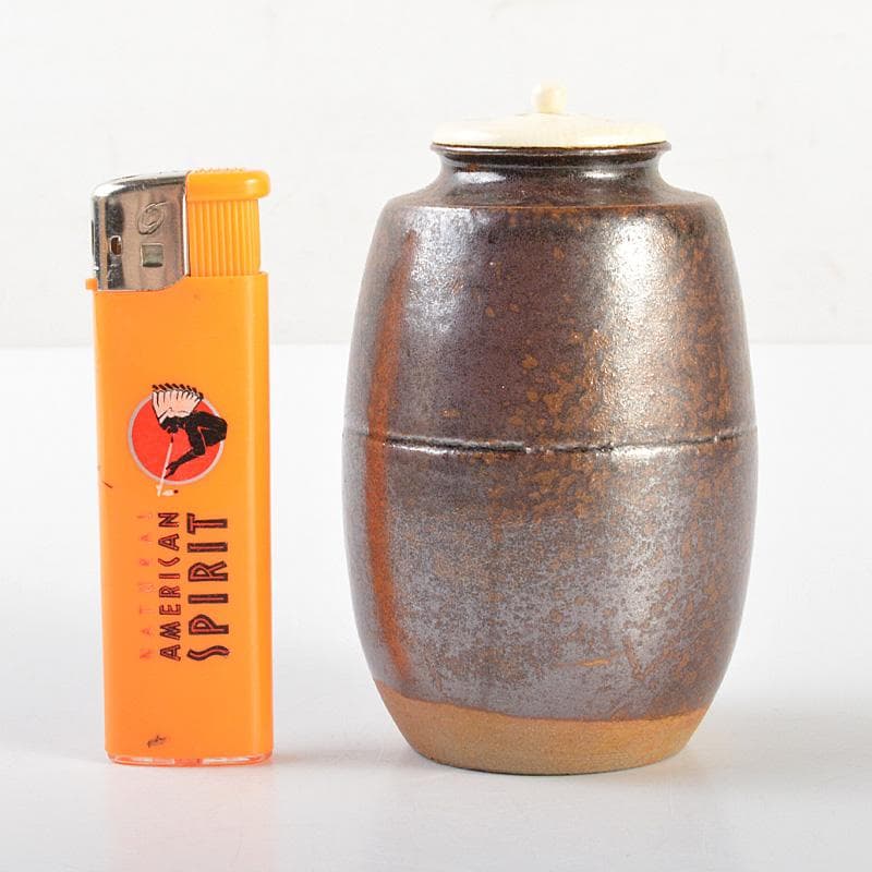 茶道具　備前焼　肩衝茶入　仕覆・箱付　V　6671