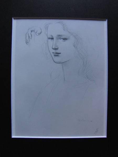 船越保武、聖セシリア、希少額装用画集画、大判、新品高級額装