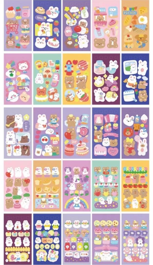 W1248.うさぎとくま ステッカーブック 4種セット