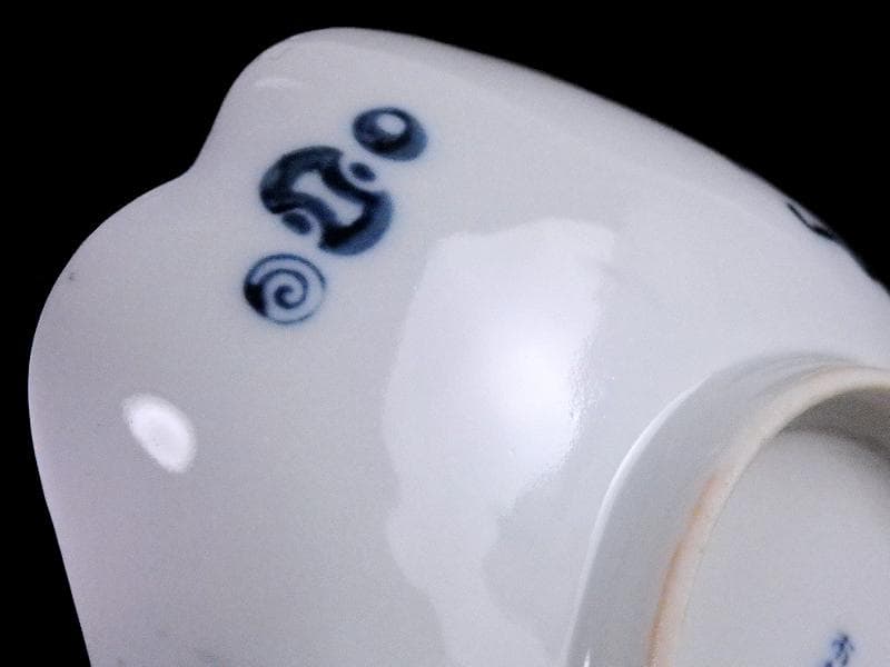 平戸　伊万里　染付　山水紋の図　菱形変形皿　５客　D272AS-fbqc