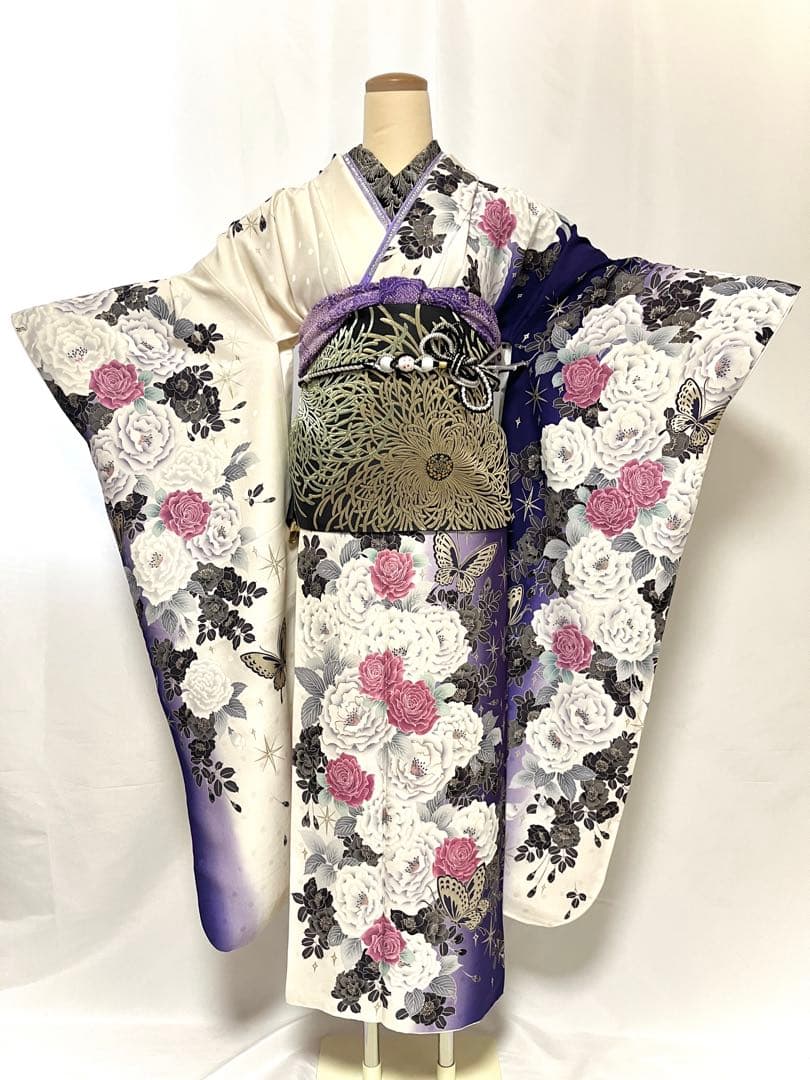 【美おり】振袖 正絹 振袖フルセット 7点セット 成人式 エレガント 牡丹