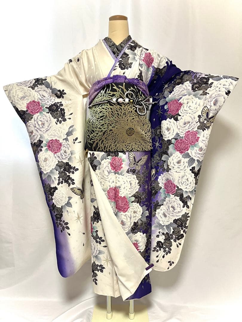 【美おり】振袖 正絹 振袖フルセット 7点セット 成人式 エレガント 牡丹