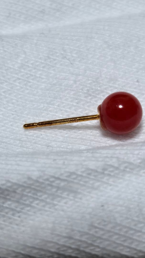 K18 赤珊瑚 本珊瑚 ピアス