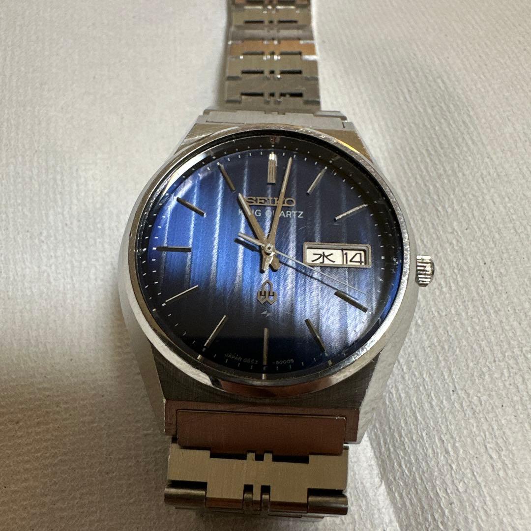 SEIKO キングクォーツ　稼動品　美品 特殊ブルー文字盤