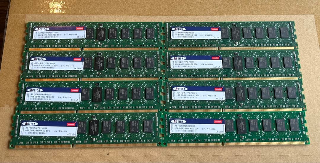 32GB サーバー用 ACTICA 8枚 ACT4GHR72P8H1600S